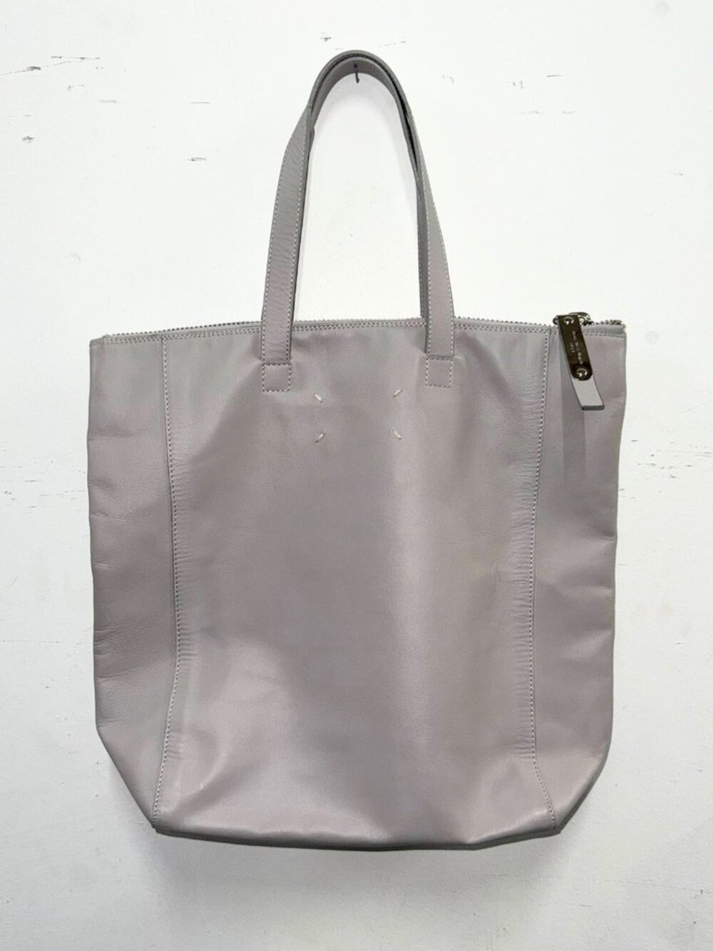 MAISON MARTIN MARGIELA Light Grey Leather Tote Bag S/S 2014